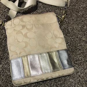 Metallic coach crossbody